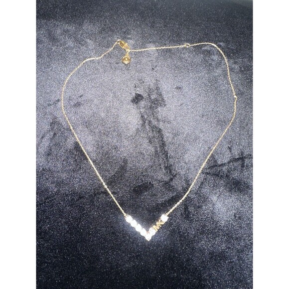 MICHAEL KORS GOLD-TONE CRYSTAL MK NECKLACE 14 -16 inches Never Worn - NWOT - $80 - Picture 3 of 5